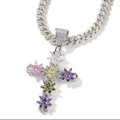 Bloom Floral Cross Necklace