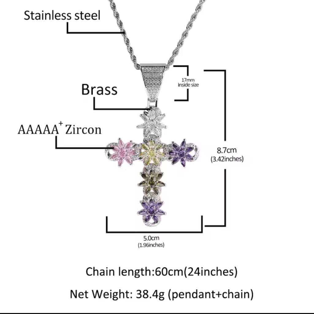 Bloom Floral Cross Necklace