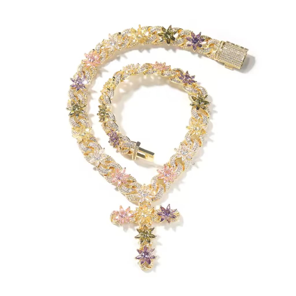 Bloom Floral Cross Necklace